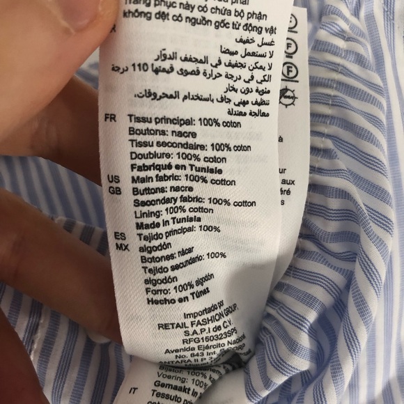 NWOT Sandro Striped Tie-Front Shirt Dress Mini in Blue/White Size 38 FR/6 US - Picture 16 of 16